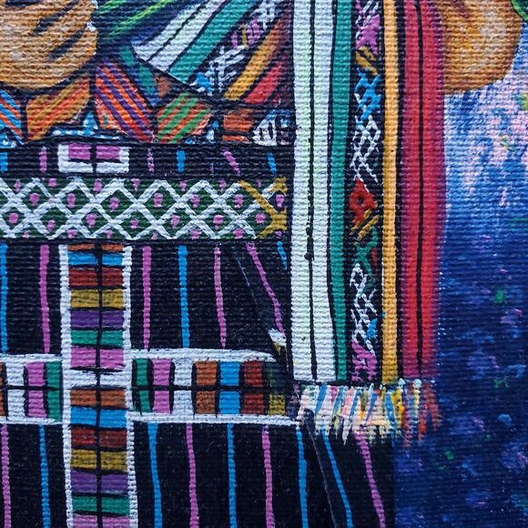 Pedro Gonzalez Oil Painting Mayan Woman Guatemala Marketplace 9 x 11 Oil Canvas - Picture 6 of 12